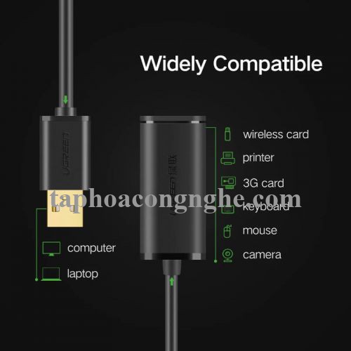 Ugreen 10321 10M màu Đen Cáp tín hiệu nối dài USB 2.0 có chip khuếch đại cao cấp US121 30010321